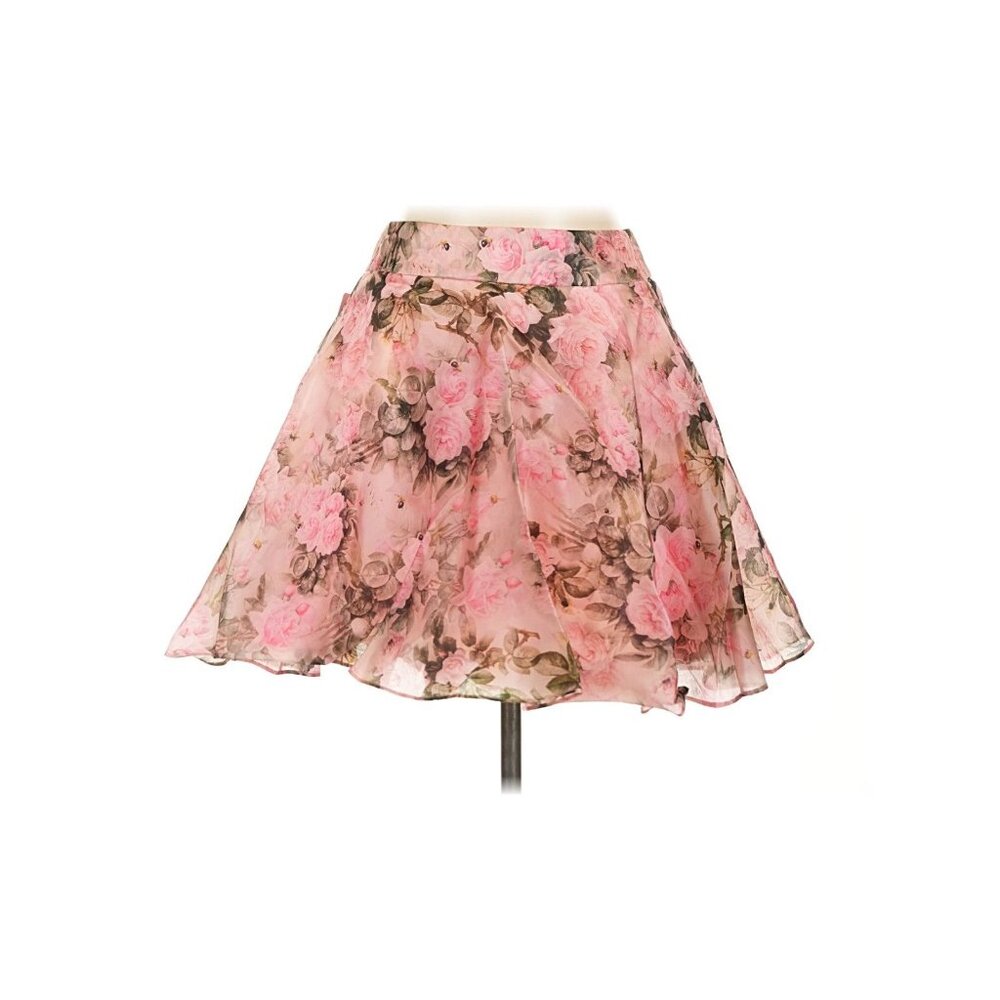 Selkie The Queen Bee Pink Floral Silk Skirt Large NWT